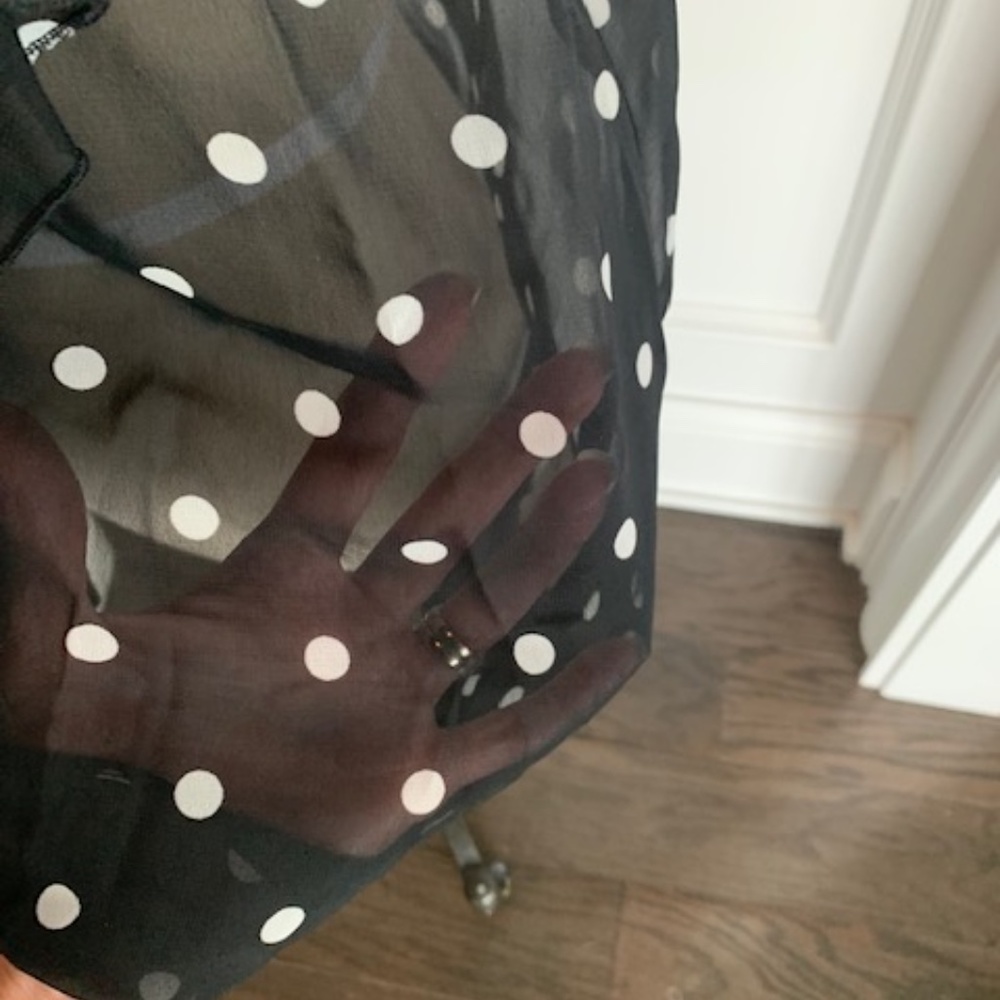 A. Byer Women's Sheer Swing Polk-a-dot Top - Picture 8 of 8